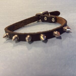 Spike leather dog collar